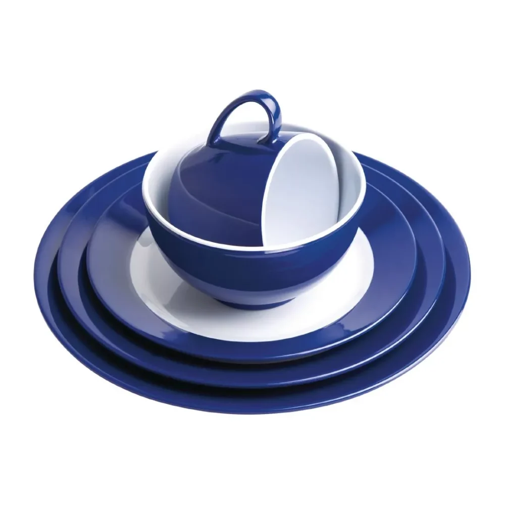 Olympia Kristallon Gala Colour Rim Melamine Plate Blue 268mm (Pack of 6) - Image 2