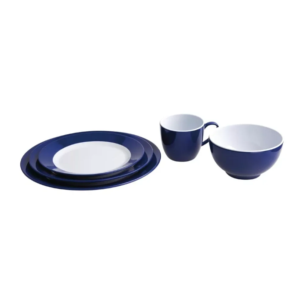 Olympia Kristallon Gala Colour Rim Melamine Plate Blue 268mm (Pack of 6) - Image 3