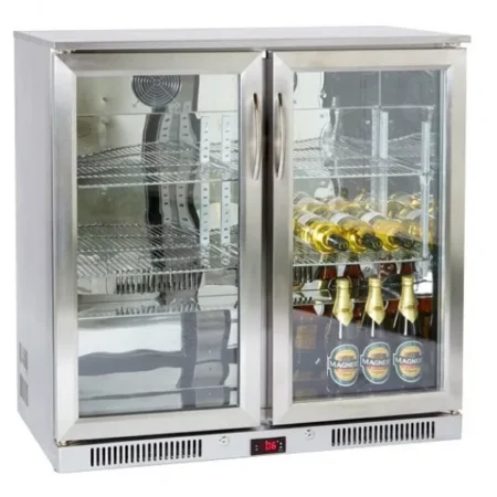 Prodis NT2ST-HC Hinged Glass Double Door Stainless Steel Undercounter Bottle Cooler  220 Litres
