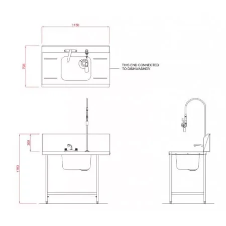 Hobart SD1150L/R Outlet Single Rack Table