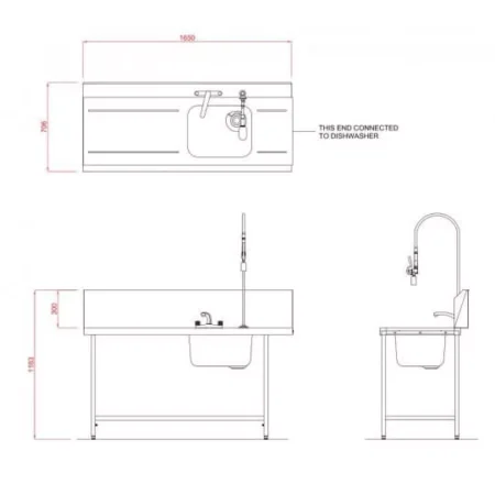 Hobart SD1650L/R Inlet Triple Rack Table & Sink