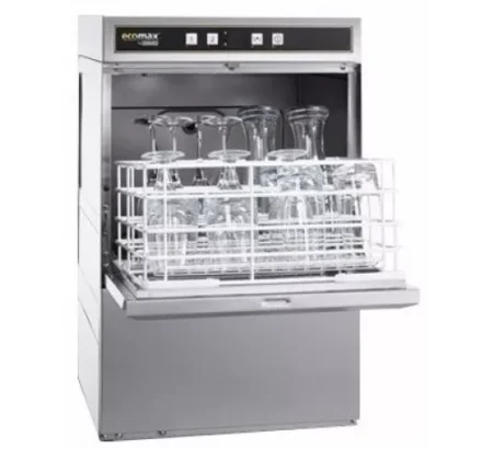 Hobart Ecomax G504W-10B 500mm Basket Frontloading Commercial Glasswasher with Drain Pump  25 Pint Capacity