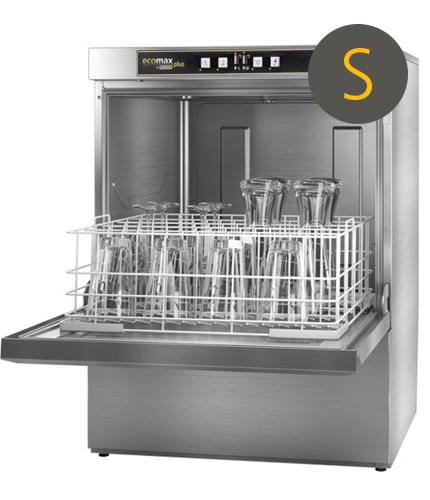 Hobart Ecomax Plus G515SW-10C 500mm Basket Frontloading Commercial Glasswasher with Integral Water Softener & Drain Pump  25 Pint Capacity