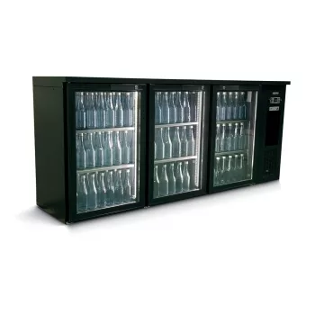 Gamko E3/222GMU84 Glass Triple Door Black Undercounter Bottle Cooler  531 x 33 Centiliters