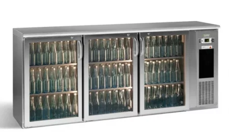 Gamko E3/222GMUCS84 Glass Triple Door Stainless Steel Undercounter Bottle Cooler  531 x 33 Centiliters