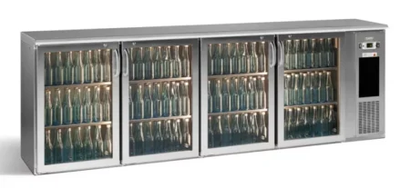 Gamko E3/2222GMUCS84 Glass Four Door Stainless Steel Undercounter Bottle Cooler  722 x 33 Centiliters