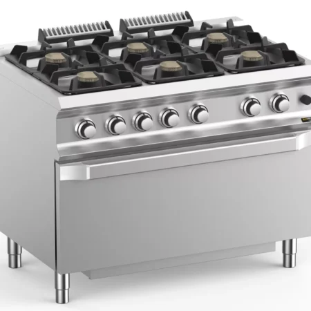 Hobart Ecomax HEFB711FGMXL 6 Burner Gas Hob (6 x 7kW) with Jumbo Gas Oven (8kW)  50kW