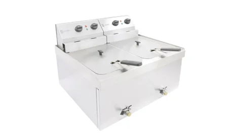 Parry Fryer NPDF9 table top electric 2 x 9kw double tank 2 x 9 litres with drain.