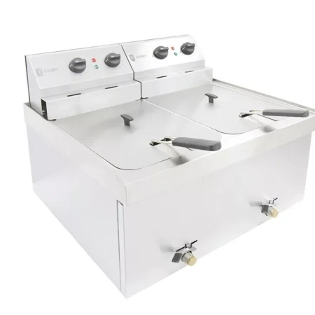 Parry Fryer NPDF9 table top electric 2 x 9kw double tank 2 x 9 litres with drain.