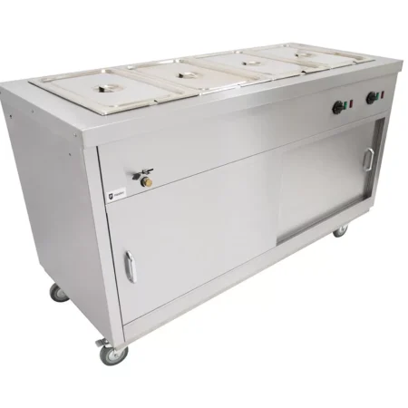 Parry Hot Hold HOT15BM electric mobile hot cupboard with bain marie 4 x 1]1 GN 150cm.