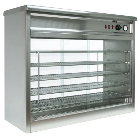 Parry Hot Hold PC140G electric pie cabinet glass front and rear 5 wire racks 140 pies 113cm.