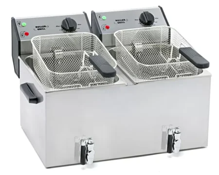 RollerGrill Fryer FD80DR counter top electric 2x8L double tank with draining system.