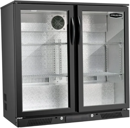 Sterling Pro Bottle Cooler SP2HC-BH Black Double Door Hinged 192 Litres 180 Bottles.
