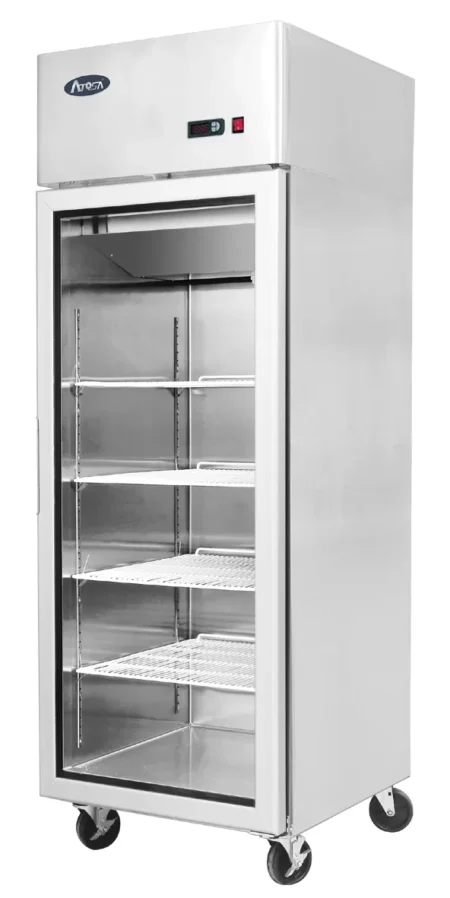 Atosa YCF9401GR Slimline Glass Single Door Upright Fridge  410 Litres