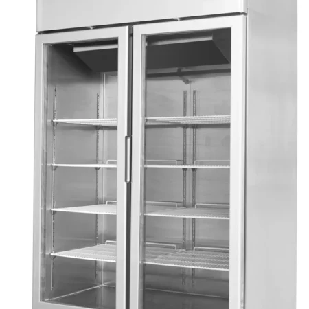 Atosa YCF9402GR Slimline Glass Double Door Upright Fridge  900 Litres