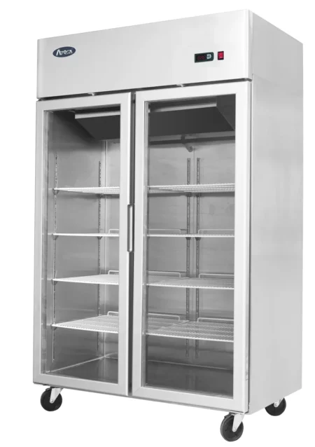 Atosa YCF9402GR Slimline Glass Double Door Upright Fridge  900 Litres