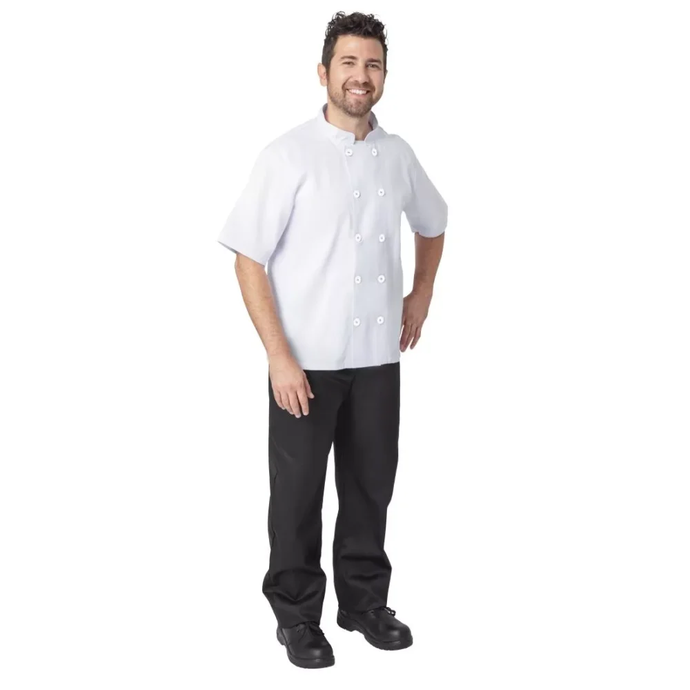 Nisbets Essentials Short Sleeve Chefs Jacket White XXL (Pack of 2) - Image 3