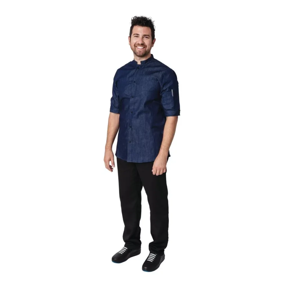 Southside NY Kings Mens Denim Lightweight Chefs Shirt Size L - Image 2