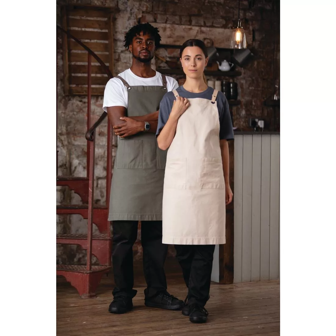 Southside Cotton Canvas Bib Apron Stone - Image 3
