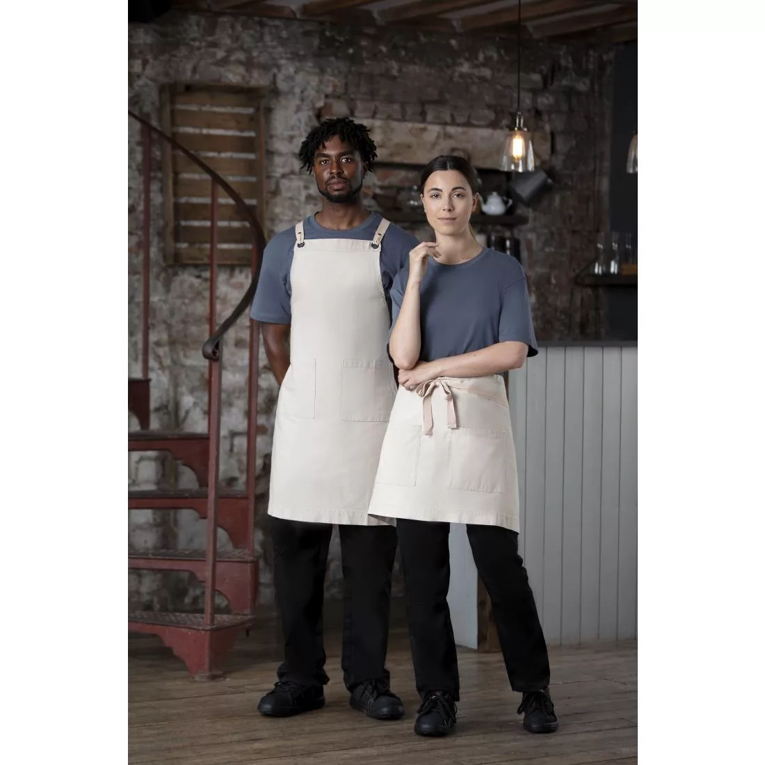 Southside Cotton Canvas Bib Apron Stone - Image 4
