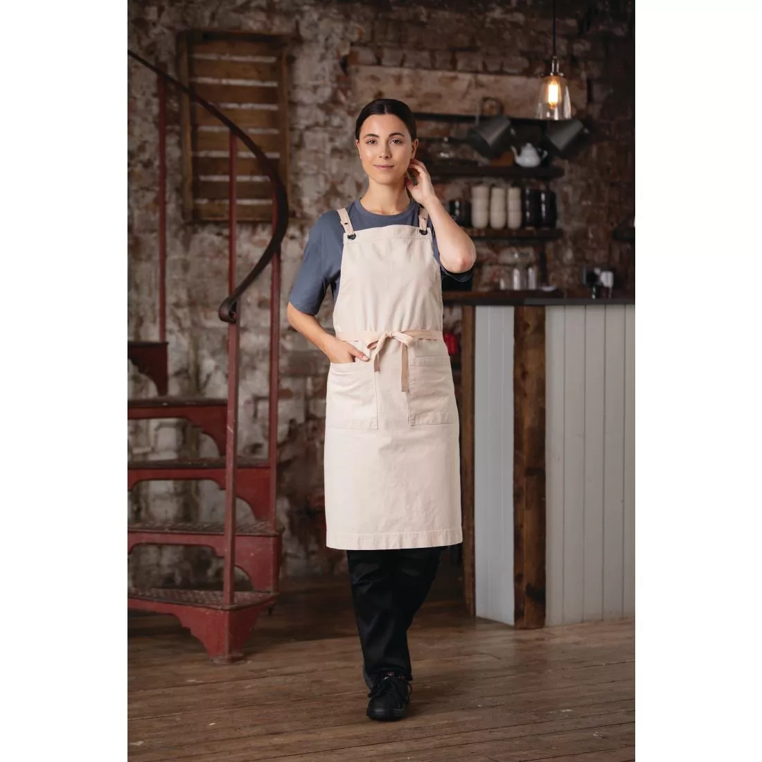 Southside Cotton Canvas Bib Apron Stone - Image 9