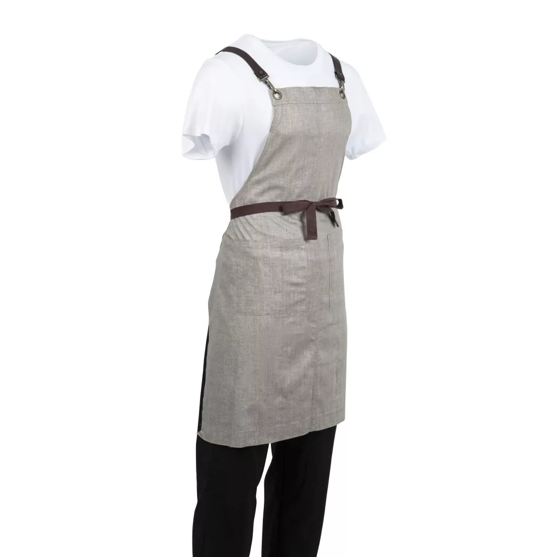 Southside Linen Blend Bib Apron Grey - Image 8