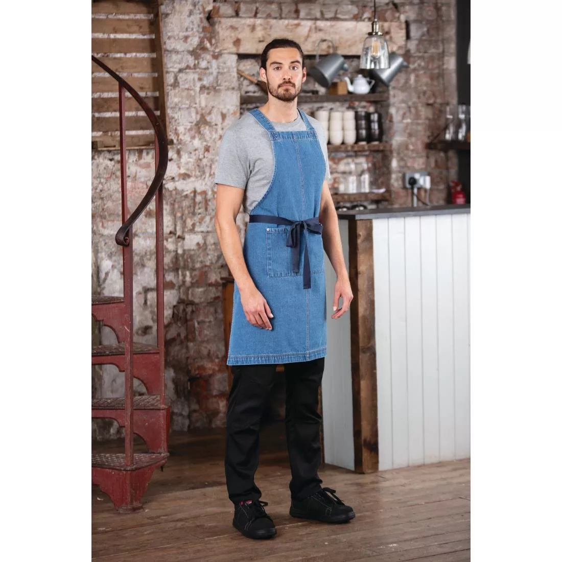 Southside Denim Bib Apron Light Blue - Image 5