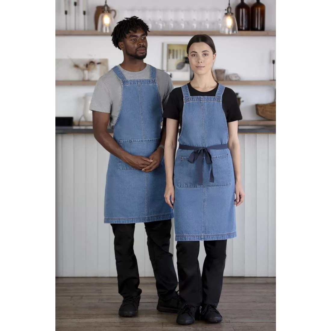 Southside Denim Bib Apron Light Blue - Image 11
