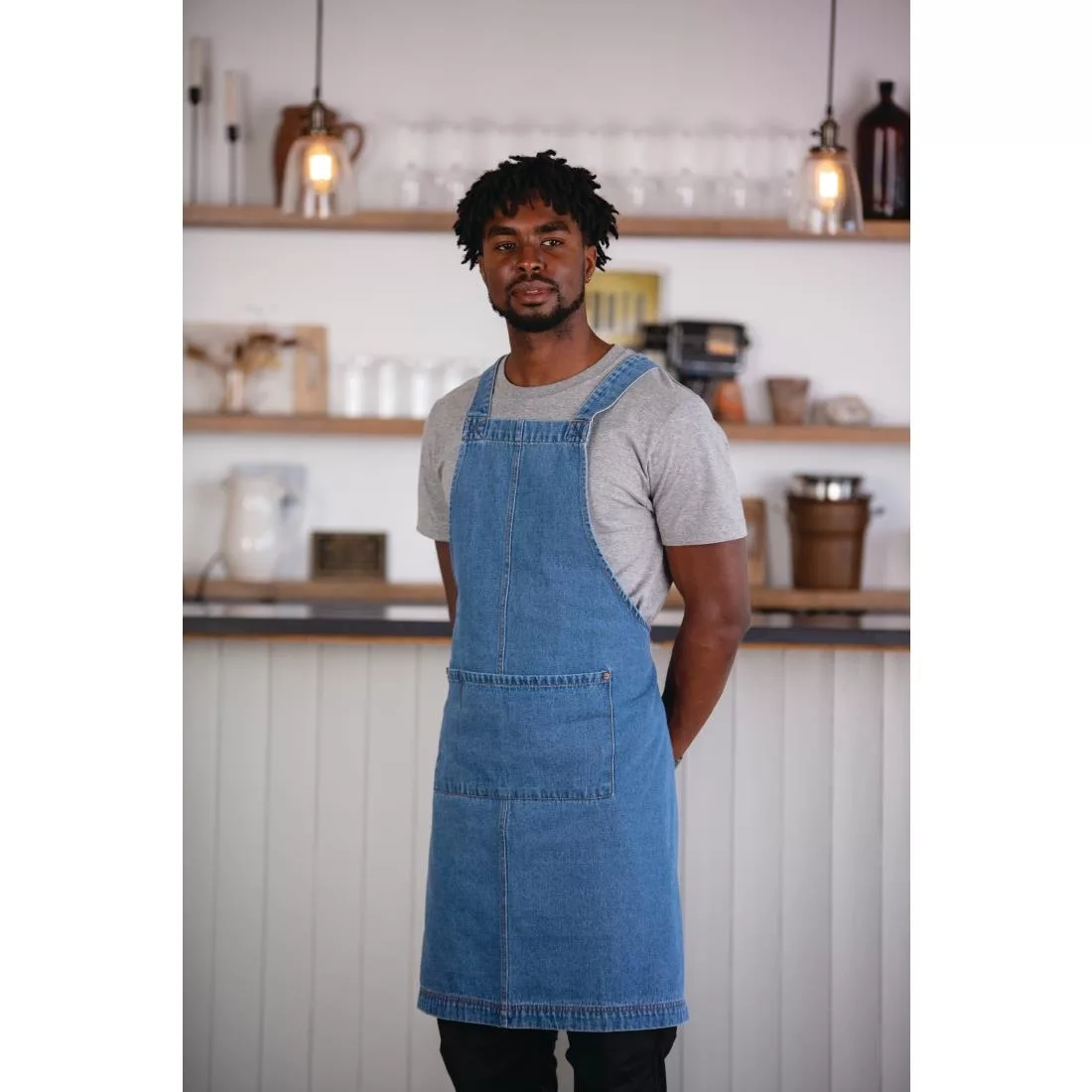 Southside Denim Bib Apron Light Blue - Image 13