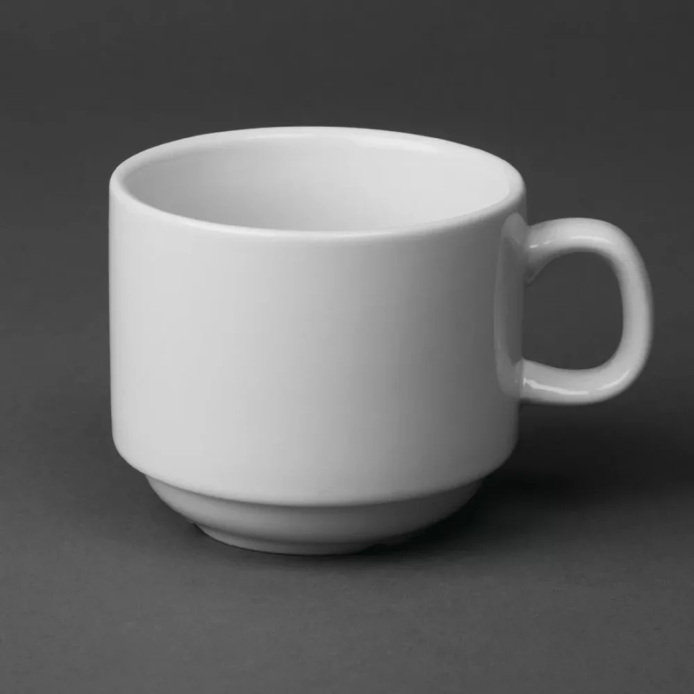 Olympia Whiteware Stacking Tea Cups 7oz 200ml (Pack of 12)