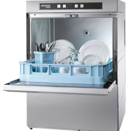 Hobart Ecomax F504W-20B 500mm Basket Frontloading Commercial Dishwasher with Drain Pump  18 Plates