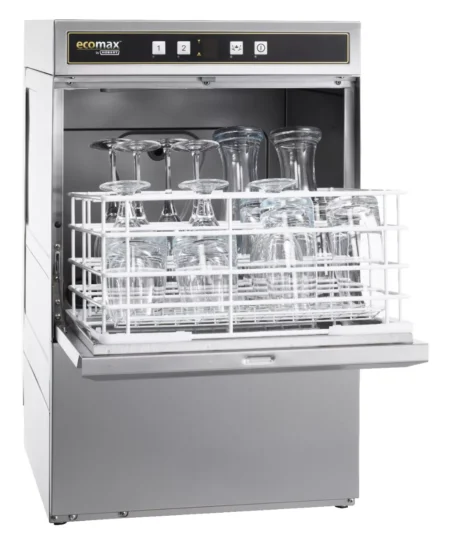 Hobart Ecomax G404SW-12B 390mm Basket Frontloading Commercial Glasswasher with Integral Water Softener & Drain Pump  16 Pint Capacity