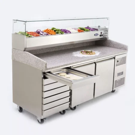 Atosa EPF3480GR Two Door + 7 Drawer Salad Prep Counter Table 250 Litres