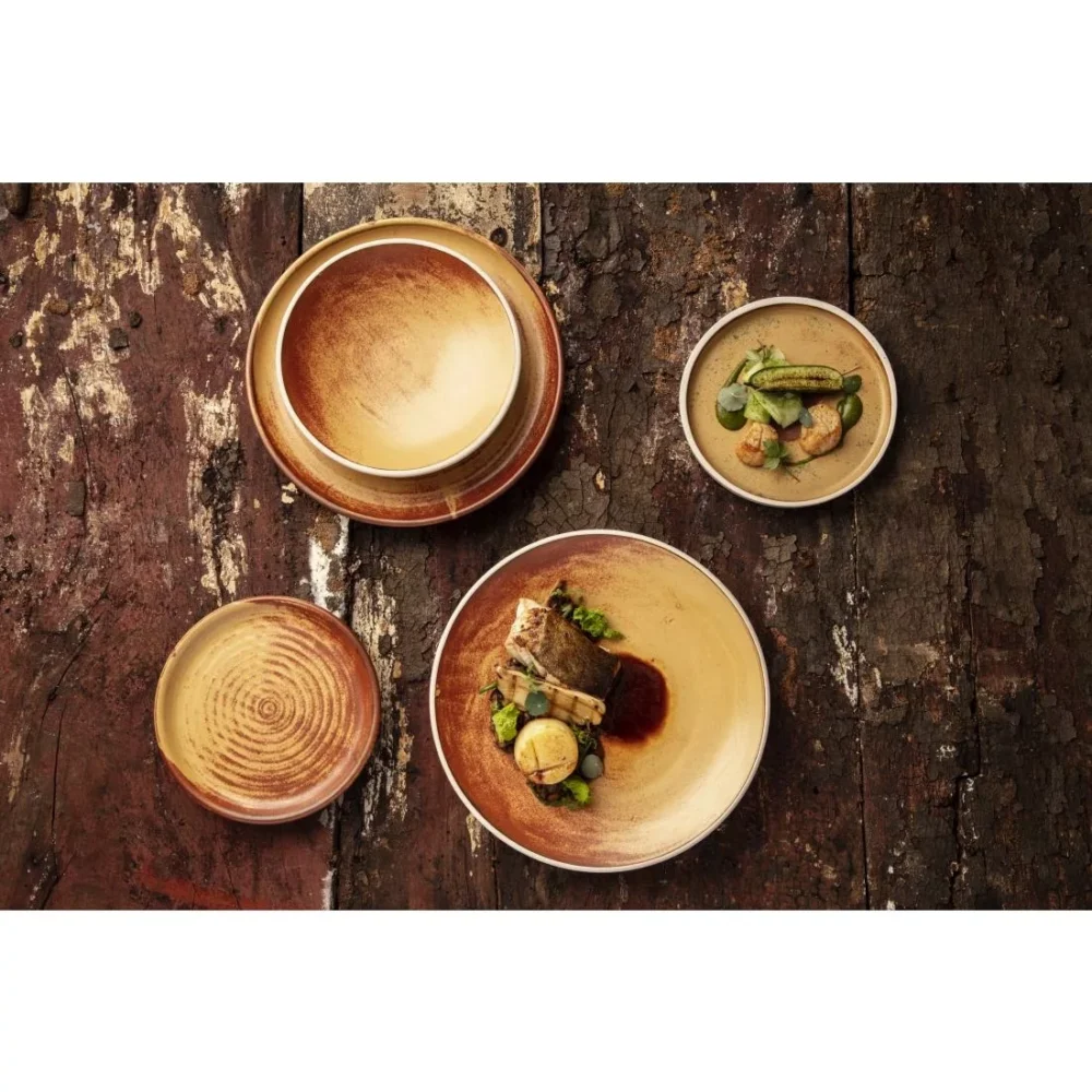 Olympia Canvas Concave Plate Sienna Rust 270mm (Pack of 6) - Image 3