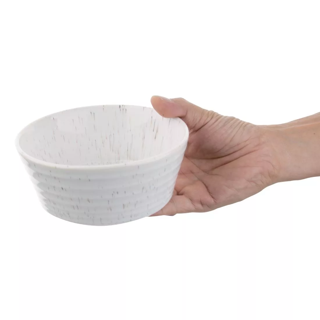 Olympia Cavolo Flat Round Bowls White Speckle 143mm (Pack of 6) - Image 5