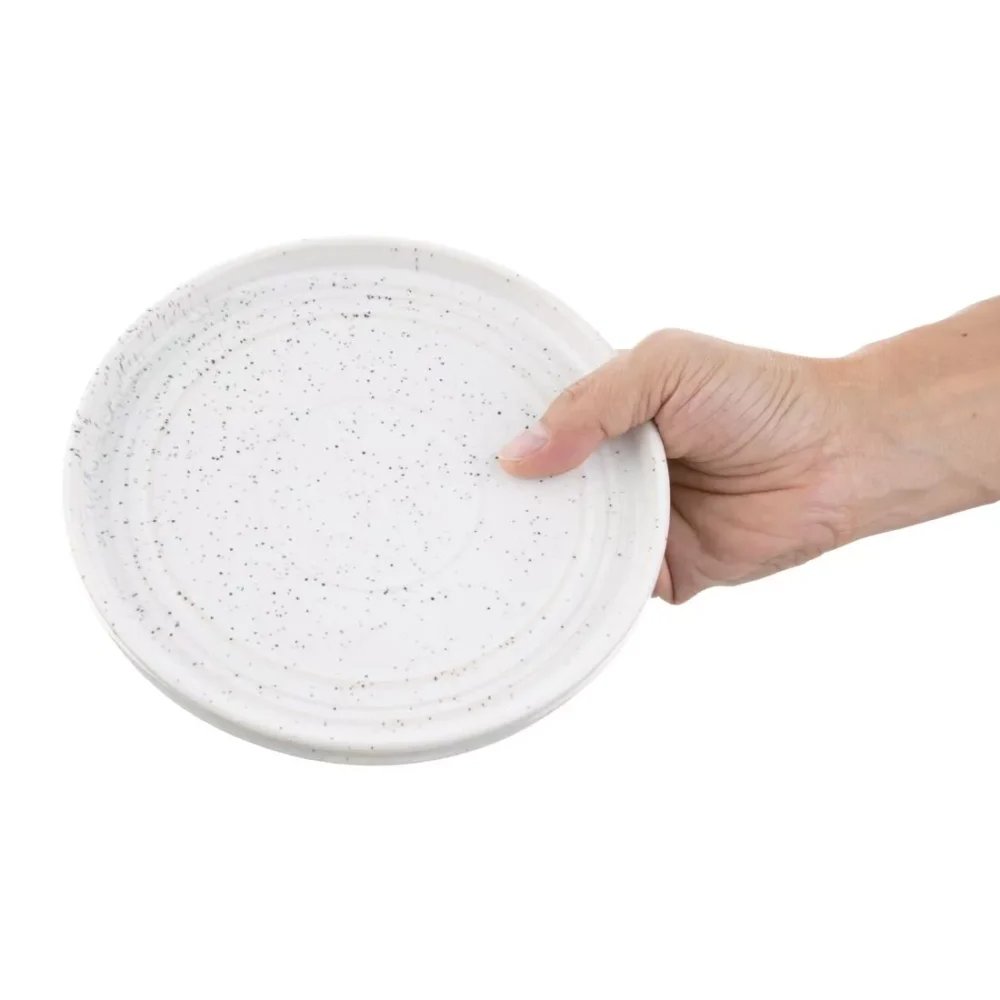 Olympia Cavolo Flat Round Plates White Speckle 180mm (Pack of 6) - Image 7