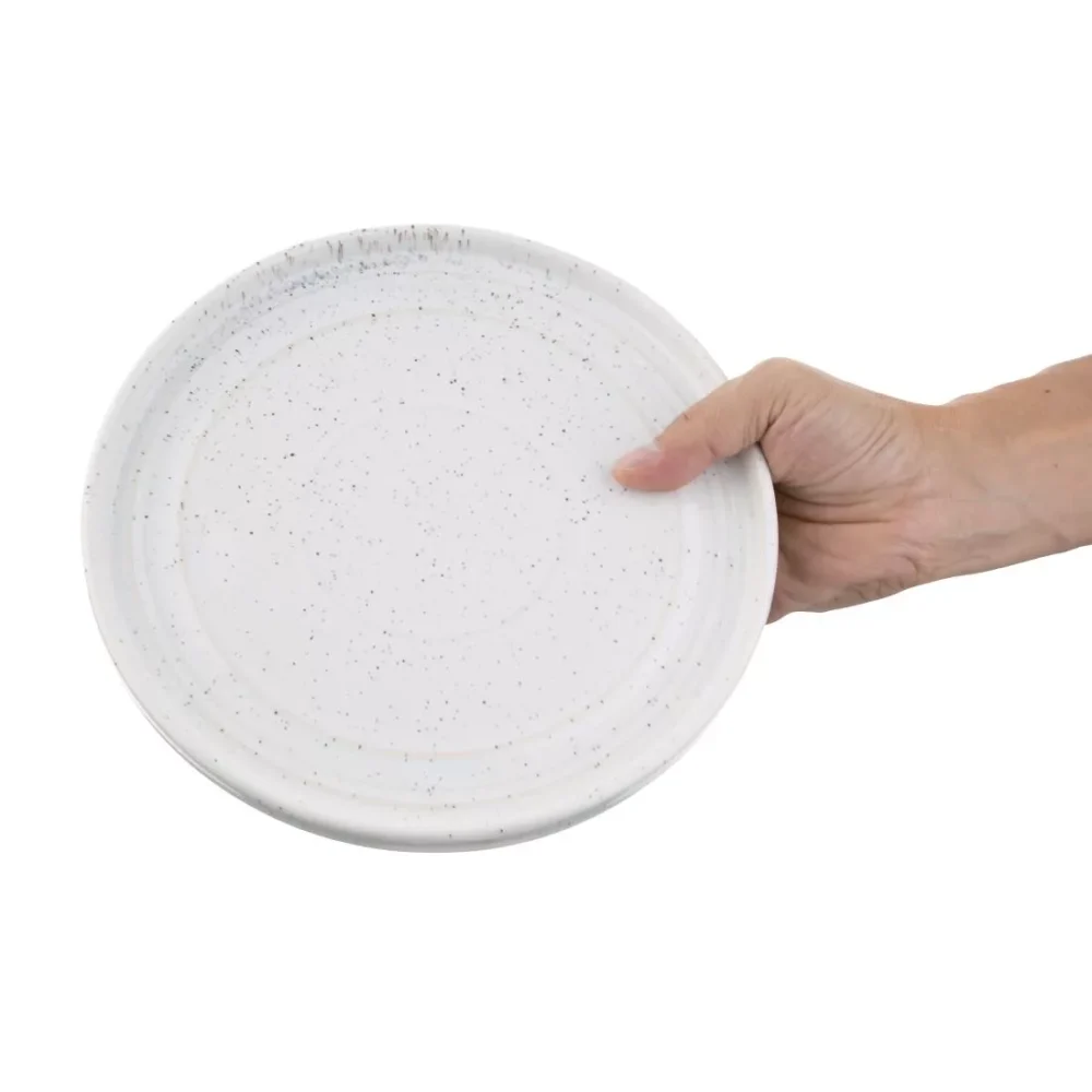 Olympia Cavolo Flat Round Plates White Speckle 220mm (Pack of 6) - Image 7
