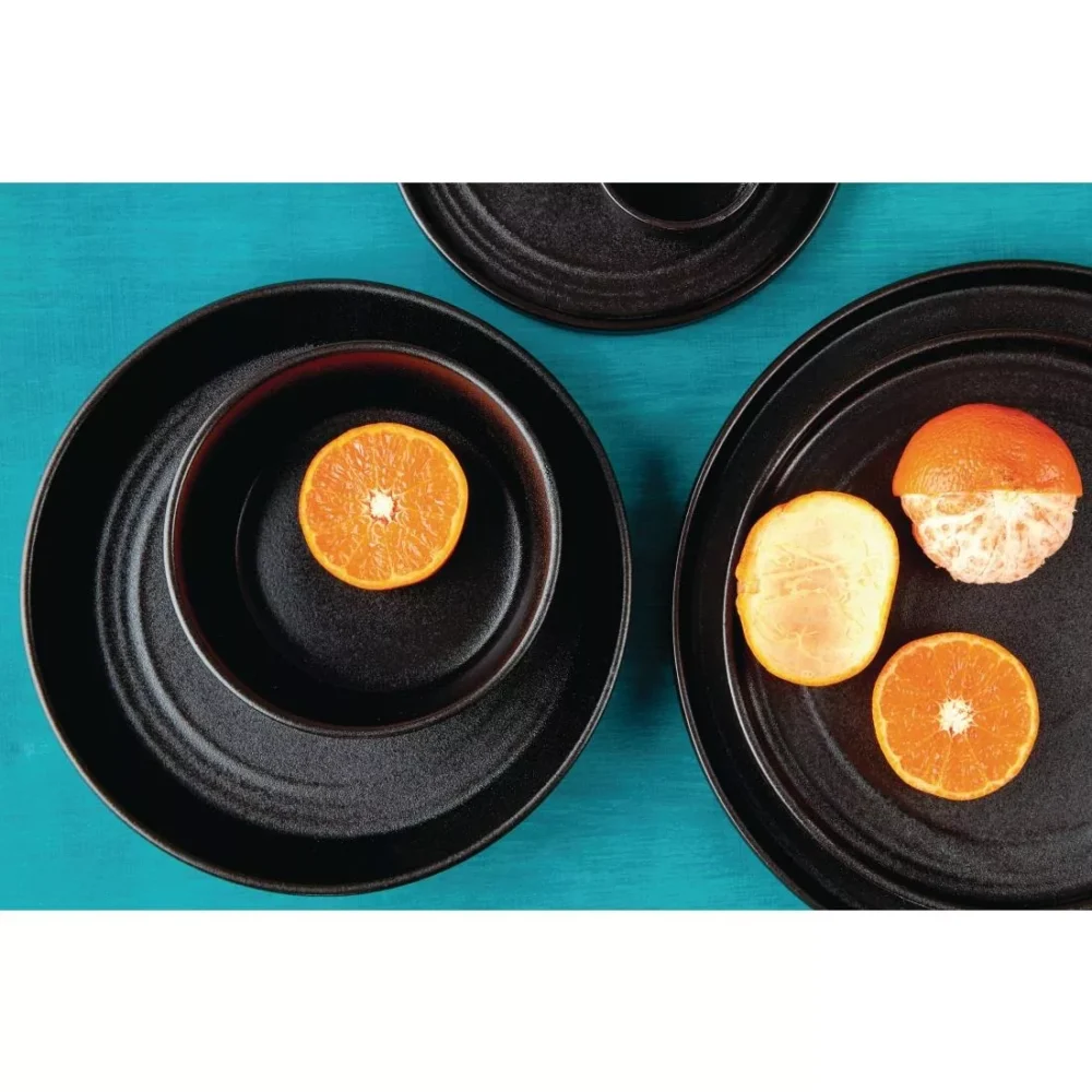 Olympia Cavolo Flat Round Plates Textured Black 180mm (Pack of 6) - Image 3