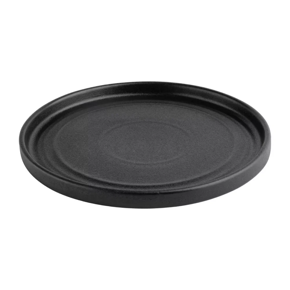 Olympia Cavolo Flat Round Plates Textured Black 180mm (Pack of 6) - Image 6