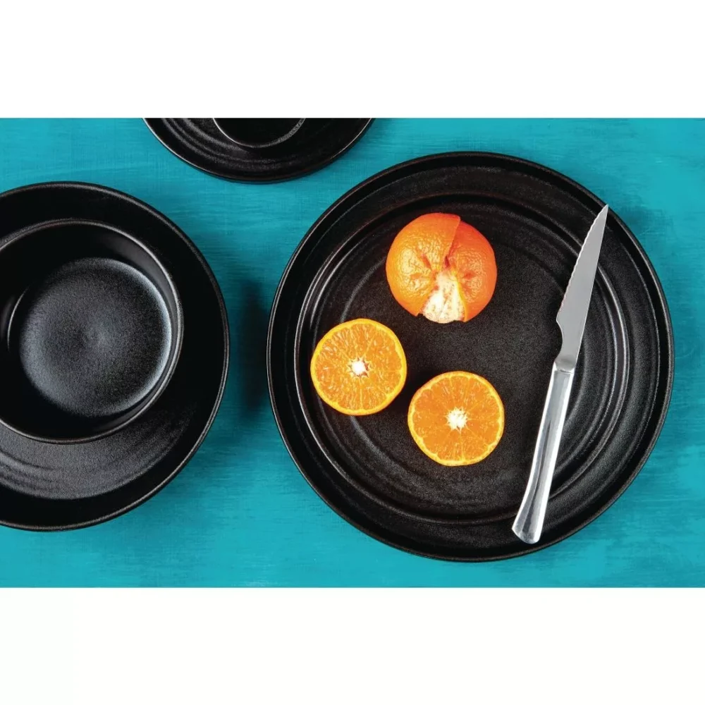Olympia Cavolo Flat Round Plates Textured Black 180mm (Pack of 6) - Image 8