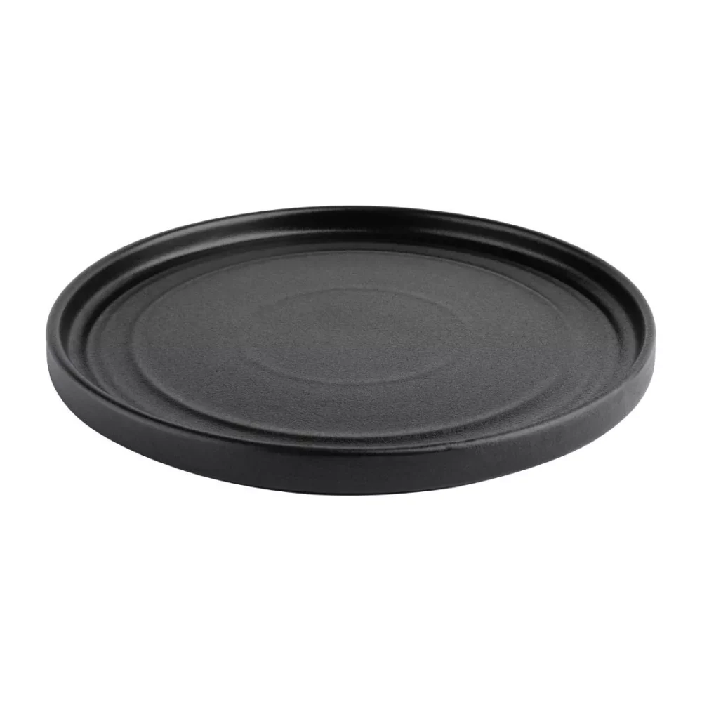 Olympia Cavolo Flat Round Plates Textured Black 220mm (Pack of 6) - Image 7