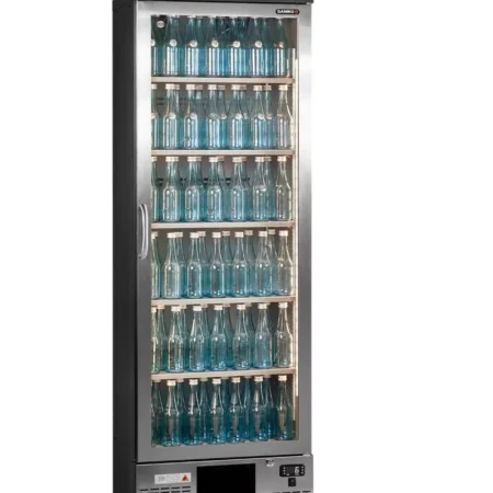 Gamko MG3/300LGCS Maxiglass Left Hand Hinged Stainless Steel Frame Glass Single Door Upright Bottle Cooler  300 Litres