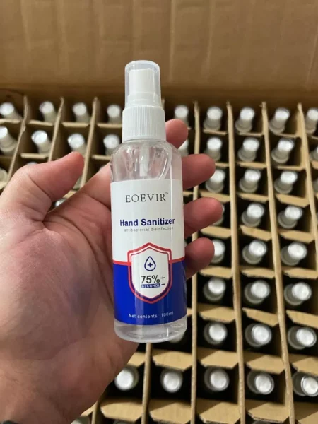 Hand Sanitizer 100 ml. 75% Alcohol - Pack of 100. Eoevir Brand