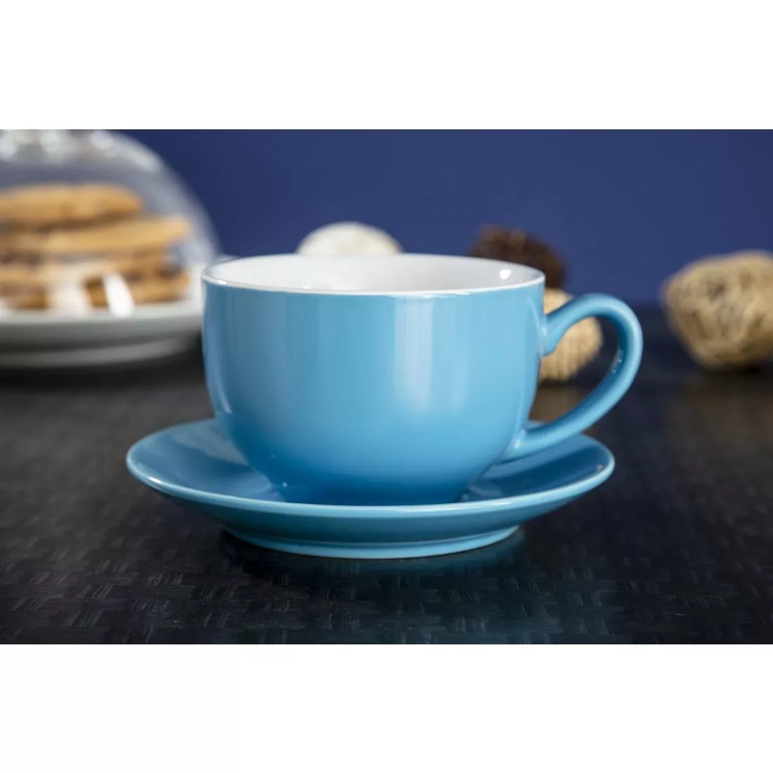 Olympia Cafe Cappuccino Cup Blue - 340ml 11.5fl oz (Box 12) - Image 6