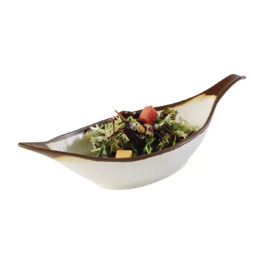 APS Crocker Leaf Bowl Cream. 420mm length - Image 3