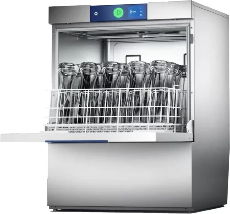 Hobart GCW-10B 400mm Basket Frontloading Commercial Glasswasher with Chemical Pump & Drain Pump  16 Pint Capacity