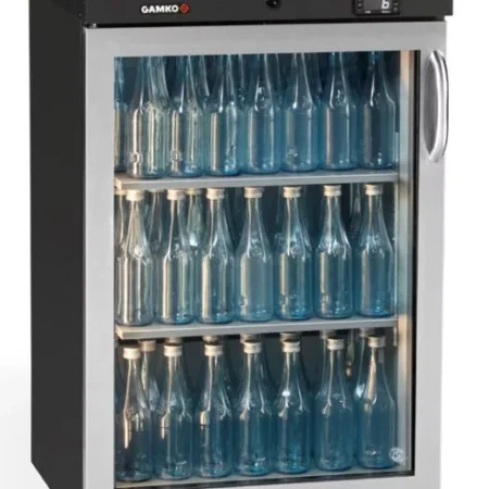 Gamko MG3/150LGCS Maxiglass Left Hand Hinged Stainless Steel Frame Glass Single Door Undercounter Bottle Cooler  150 Litres