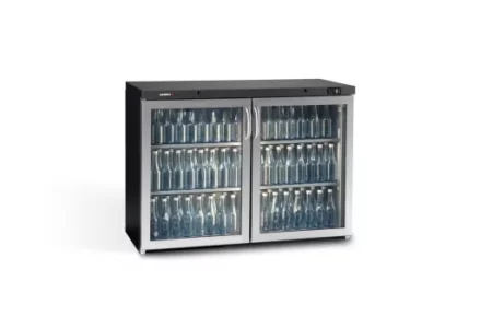 Gamko MG3/275GCS Maxiglass Hinged Stainless Steel Frame Glass Double Door Undercounter Bottle Cooler  275 Litres