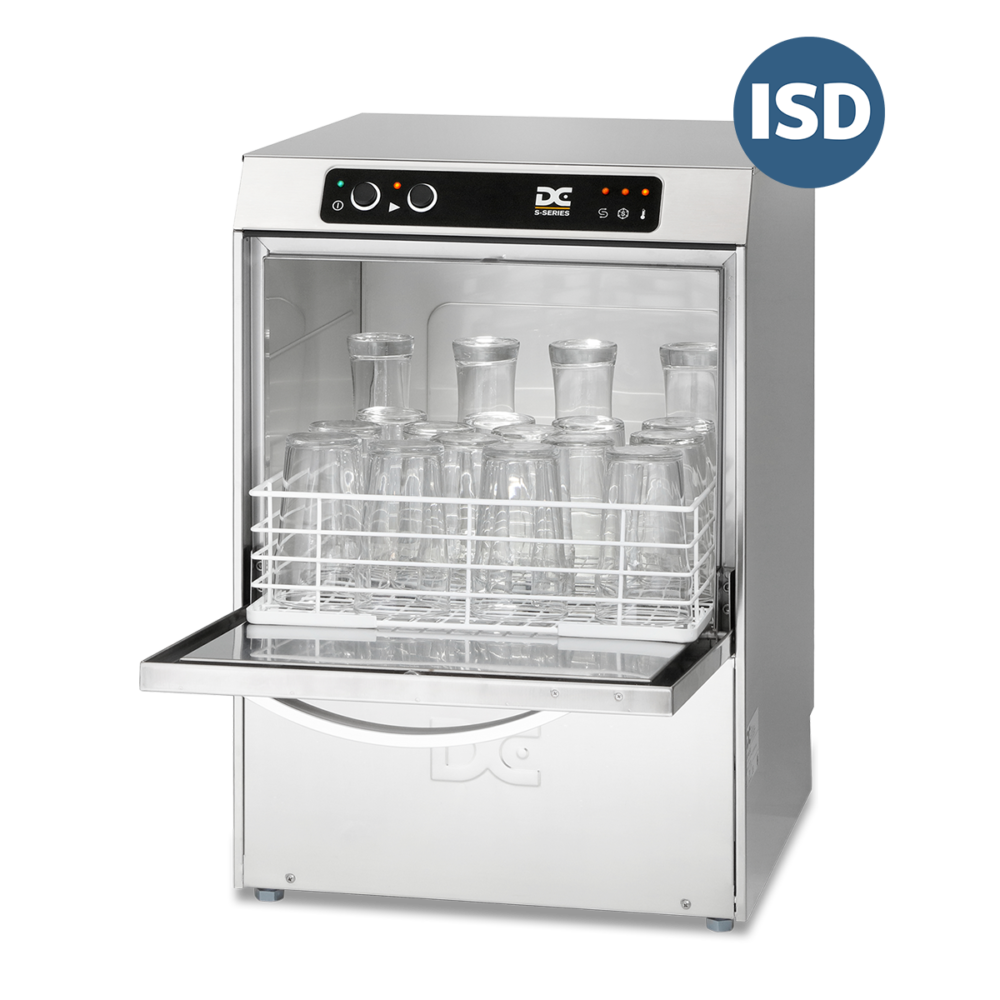 DC SGP40ISD Standard Range 400mm Basket Frontloading Commercial Glasswasher with Integral Water Softener & Drain Pump  18 Pint Capacity
