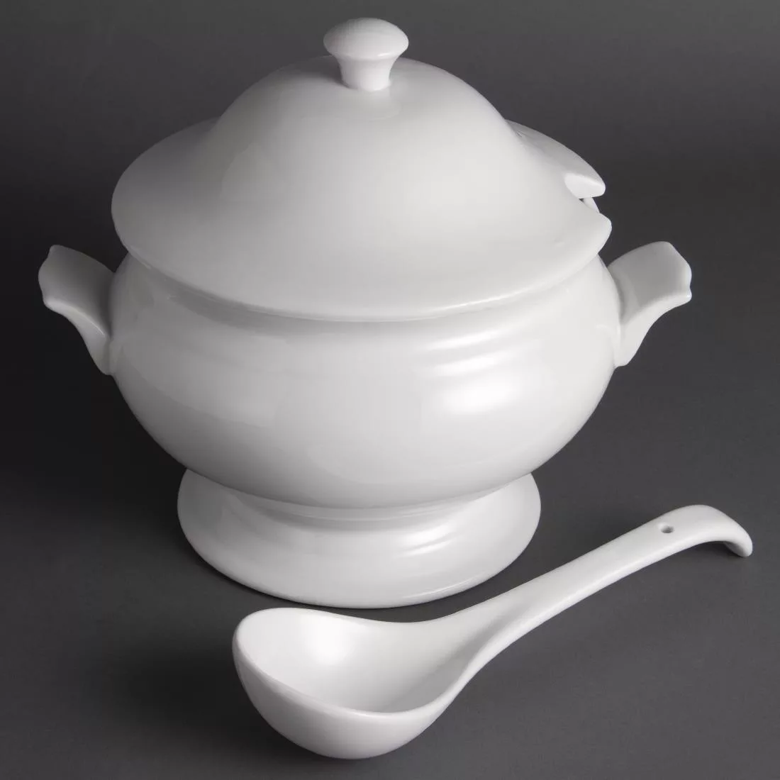 Olympia Whiteware Soup Tureen and Ladle 2.5Ltr 88oz - Image 3